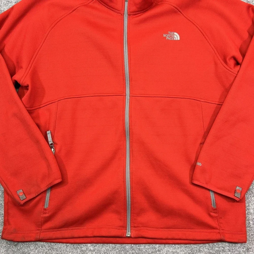 The North Face Jacket Mens 2XL Red Softshell Fleece Lined Full Zip Hiking Layer
